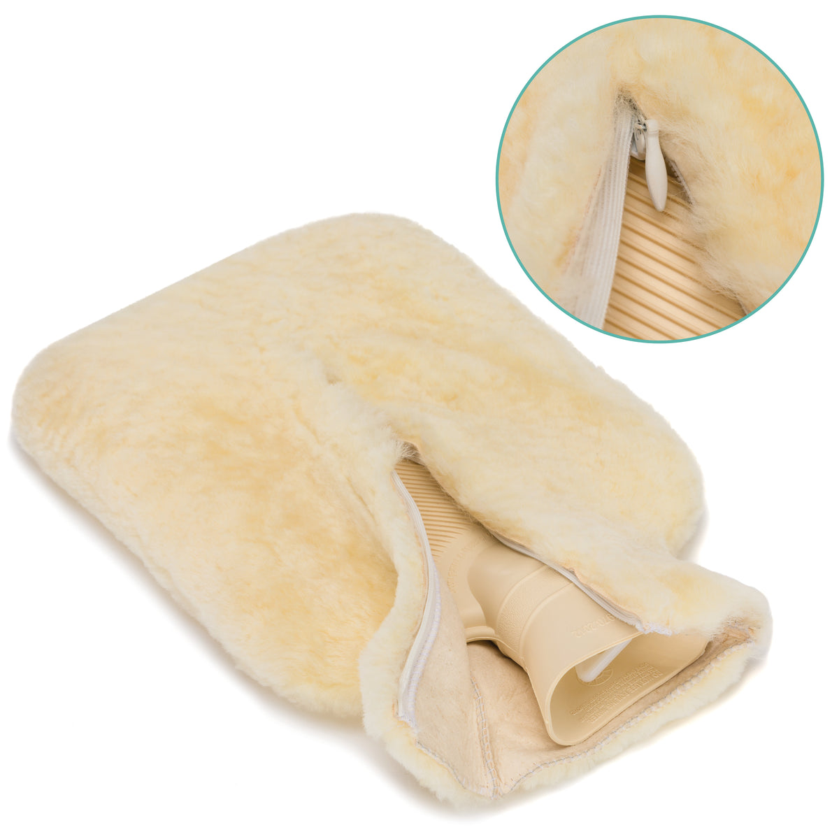 Hot Water Bottle with Lambskin Cover