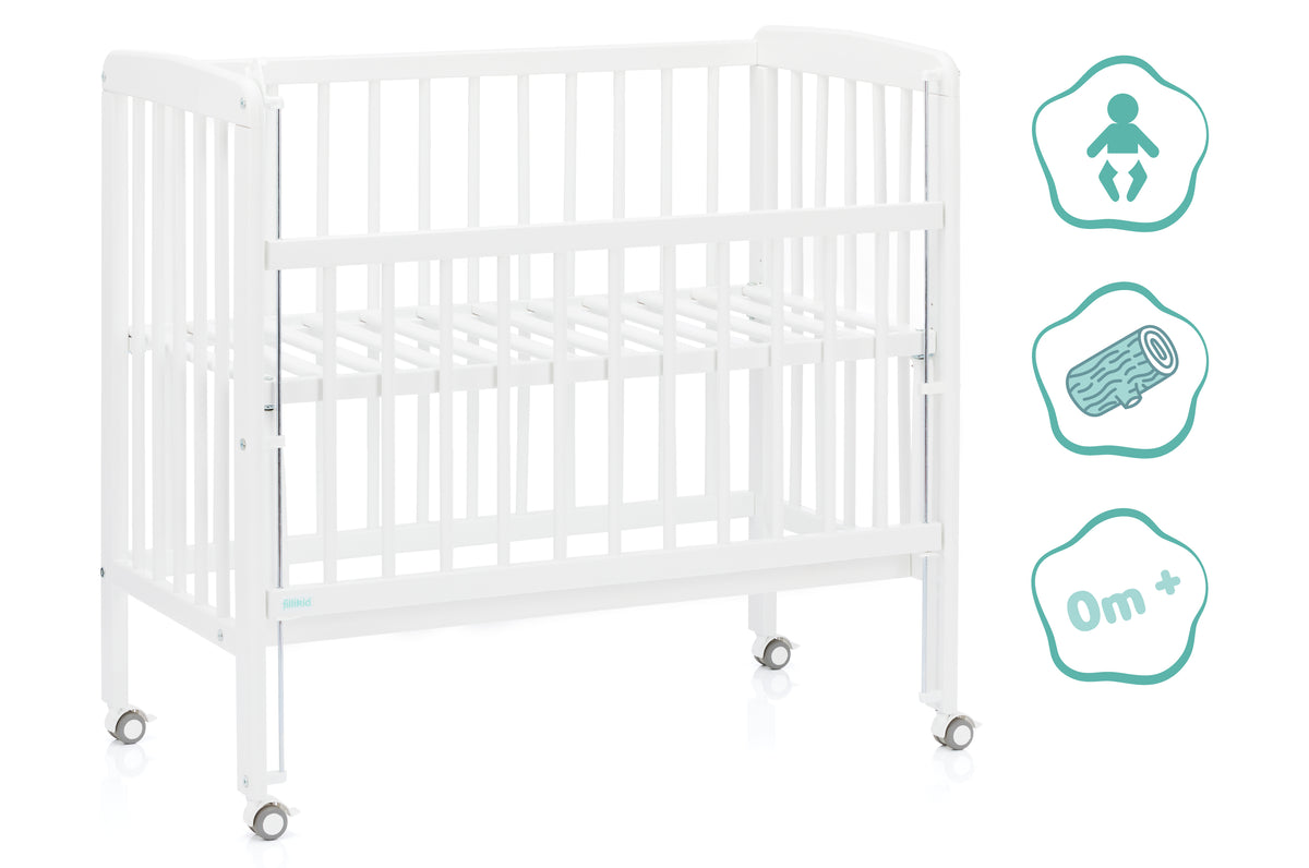 Beistellbett Nino 555-05 + 555451 Matratze weiß 90x45cm