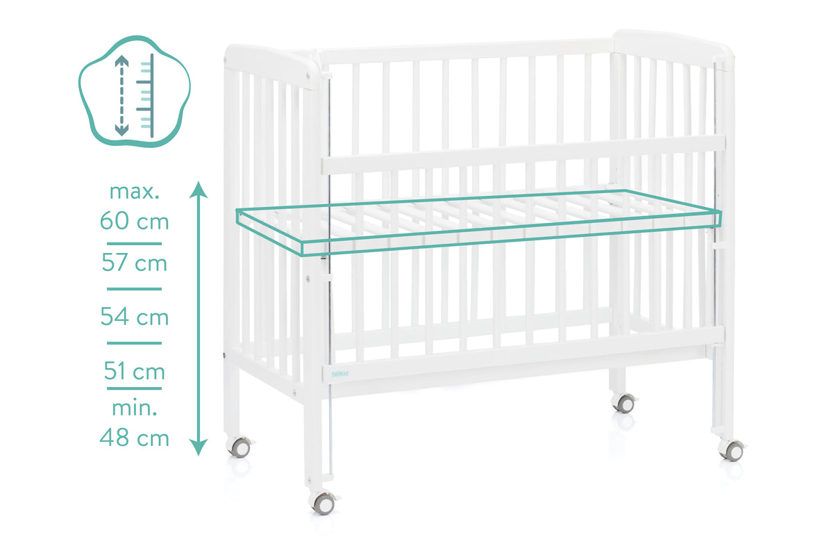 Beistellbett Nino 555-05 + 555451 Matratze weiß 90x45cm