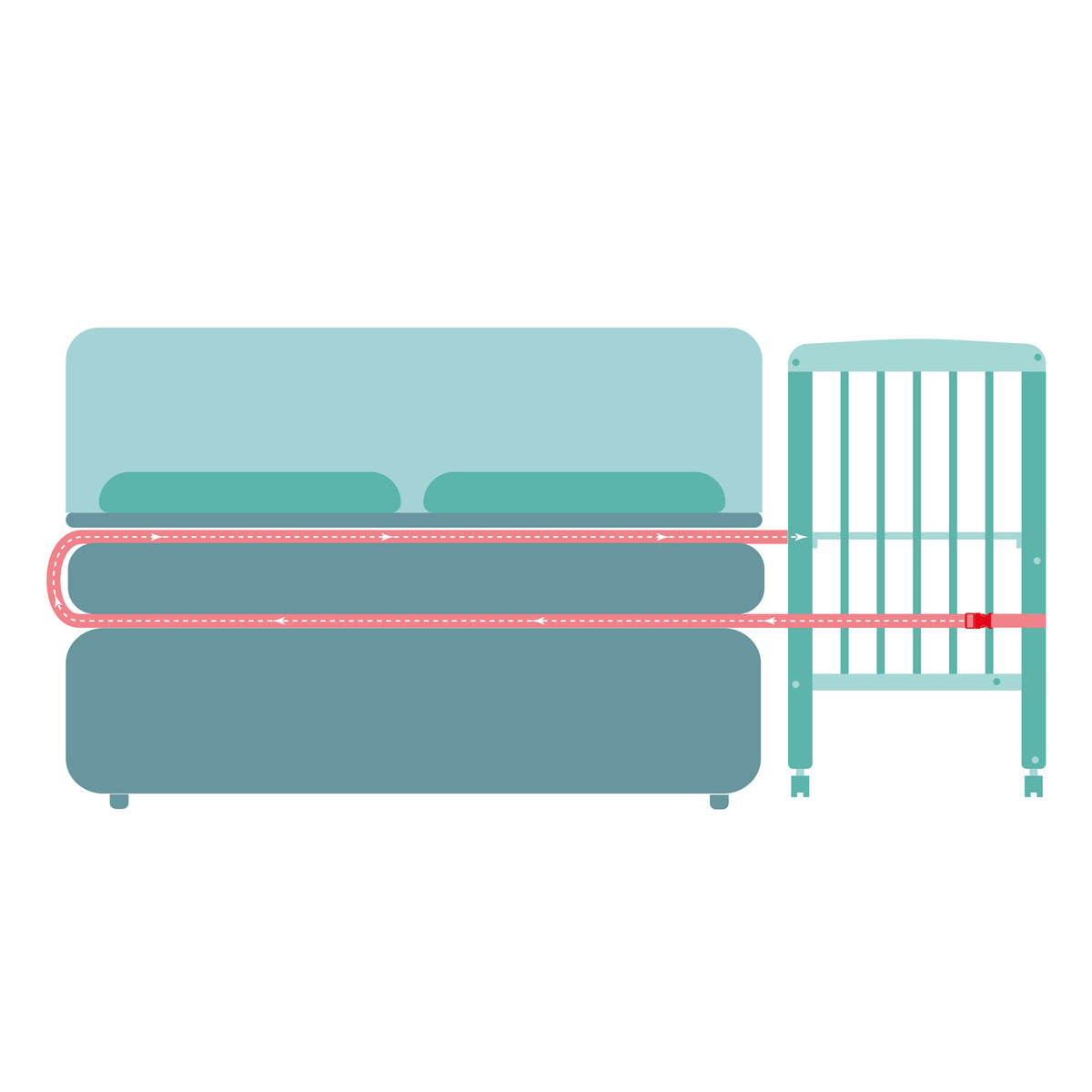 Beistellbett Nino champagner 555-00 und 555451 Matratze weiß 90x45 cm